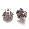 6-Petal Brass Micro Pave Clear Cubic Zirconia Bead Caps ZIRC-G153-26-2