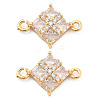 Brass Clear Cubic Zirconia Connector Charms KK-G516-07G-1