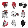 8Pcs 8 Style Skull Skeleton Ghost Enamel Pin JEWB-SZ0001-52-1