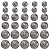 30Pcs 3 Styles Skull with Flat Round Alloy Shank Buttons BUTT-FH0001-038AS-1