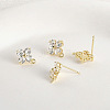 Brass Micro Pave Cubic Zirconia Stud Earring Findings KK-Z094-07G-1