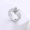 Butterfly Frosted 304 Stainless Steel Finger Rings for Women LR7265-3-1