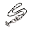 304 Stainless Steel Wolf Head King Box Chain Viking Mjolnir Thor Hammer Pendant Necklaces for Men NJEW-K278-01AS-2