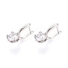 Brass Micro Pave Clear Cubic Zirconia Flower Hoop Earrings EJEW-T048-29P-1