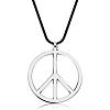 Stylish Stainless Steel Peace Sign Pendant Necklace Hip-hop Leather Necklace Jewelry PC5698-2-1