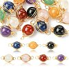 16Pcs 8 Style Natural Gemstone Connector Charms PALLOY-CJ00053-9