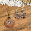 Bohemian Alloy & Wood Pendant Necklaces & Dangle Earrings Sets WG08C2E-01-2