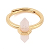 Double Pointed Hexagonal Prism Natural Rose Quartz Adjustable Rings for Women RJEW-G327-01G-04-2