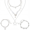 Zinc Alloy Star Pendant Layered Necklaces & Multi-strand Bracelets for Women SJEW-SC0001-03-1