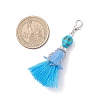 6Pcs 6 Colors Halloween Dyed Synthetic Turquoise Skull & Acrylic Flower Polycotton Tassel Pendant Decorations HJEW-JM03900-3