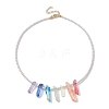 Dyed Natural Crackle Quartz Crystal Bullet Bib Necklaces NJEW-JN04619-4