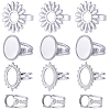 16Pcs 4 Styles Adjustable 304 Stainless Steel Open Cuff Ring Components STAS-SC0020-85-1