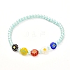 Millefiori Flat Round Beads Stretch Bracelet for Teen Girl Women BJEW-JB06934-4