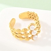 304 Stainless Steel with ABS Plastic Pearl Cuff Open Rings RJEW-Z137-01G-1