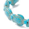 Dyed Synthetic Turquoise Tortoise Beaded Stretch Bracelet for Kids BJEW-JB09389-02-2