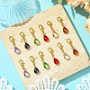 12Pcs 6 Colors Teardrop Brass Glass Pendant Decorations HJEW-JM02738-2