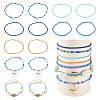 2 Bags Summer Beach Glass Seed Beaded & Natural Shell & Alloy Starfish Charm Anklet Sets AJEW-TA0003-69D-1