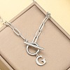 Stainless Steel Paperclip Chain Initial Necklaces with OT Clasps WGD6039-07-1