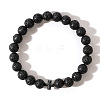 Natural Lava Rock Round Beads Stretch Bracelets GN0417-1-2