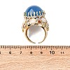 Half Round Natural Dyed Jade Cubic Zirconia Cuff Rings RJEW-M076-01G-04-3