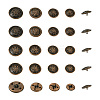 80Pcs 8 Style Brass Shank Buttons BUTT-TA0001-08AB-10