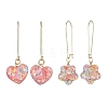 2 Pairs 2 Styles Heart & Flower Resin Dangle Hoop Earrings EJEW-JE06352-2