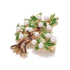 Christmas Tree Enamel Pin with Resin Pearl JEWB-A004-31G-2