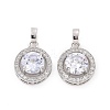 Brass Micro Pave Clear Cubic Zirconia Pendants KK-E068-VC440-2