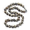 Round Natural Dalmatian Jasper Beaded Necklaces NJEW-F327-02A-02-1