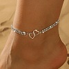 Brass Crystal Rhinestone Tennis Double Heart Link Anklets for Women FS-WGBD382-02-2