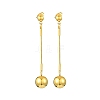 304 Stainless Steel Round Beaded Dangle Stud Earrings for Women EJEW-G417-01G-5