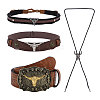 CHGCRAFT 4Pcs 4 Styles PU Leather Waist Belt and Alloy Cattle Bolo Ties AJEW-CA0004-32-1