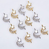 HOBBIESAY 12Pcs 2 Colors Brass Micro Pave Clear Cubic Zirconia Connector Charms FIND-HY0001-21-5