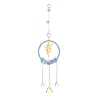 Teardrop Flower Glass & Acrylic Beads Suncatcher with 201 Stainless Steel Fairy Pendants HJEW-JM04988-02-1