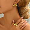 Luxury Bowknot Brass Stud Earrings & Cuff Ring Set LC1712-1