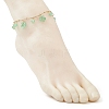 Dyed Natural Malaysia Jade Round Beaded Flower Tassel Ankelets AJEW-AN00706-01-3