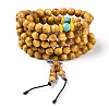 Wrap Style Buddhist Jewelry Bocote Round Beaded Bracelets or Necklaces BJEW-R281-34-2