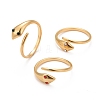 Ion Plating(IP) 304 Stainless Steel Snake Wrap Open Cuff Ring with Rhinestone for Women RJEW-E062-B-G-1