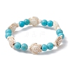 Round & Turtle Dyed Synthetic Turquoise & Magnesite Beaded Stretch Bracelets for Women BJEW-JB10936-02-1