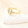Ocean Theme Brass Micro Pave Cubic Zirconia Cuff Rings for Women RJEW-F184-17D-G-3