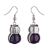 Natural Amethyst Owl Dangle Earrings EJEW-A092-08P-13-3