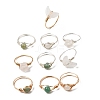 16Pcs 8 Styles Mixed Gemstone Finger Rings RJEW-UN00051-1