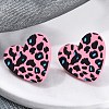 Heart Acrylic Printed Stud Earrings for Women EJEW-G418-01C-2