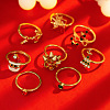 8Pcs Candy Cane/Santa Claus/Christmas Tree/Deer Alloy Enamel & Rhinestone Finger Rings Sets FS-WG280A2-02-4