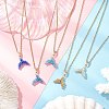 MIYUKI Delica Beads Beaded Mermaid Tail Pendant 304 Stainless Steel Cable Chain Necklaces for Women NJEW-MZ00130-1