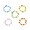 Acrylic & Glass Seed Beaded Stretch Rings for Women RJEW-JR00594-1