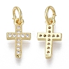 Brass Micro Pave Cubic Zirconia Tiny Cross Charms ZIRC-R109-024B-G-NF-1