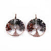 Natural Green Aventurine & Red Aventurine & Quartz Crystal Chips Big Pendants LS-G-S359-186-2