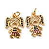 Brass Micro Pave Cubic Zirconia Charms ZIRC-A021-54G-A-1