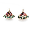 Brass Micro Pave Colorful Cubic Zirconia Charms X-KK-S359-086-RS-2